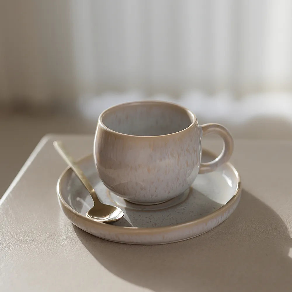 10.14oz Pearl Ceramic Coffee Cup Set