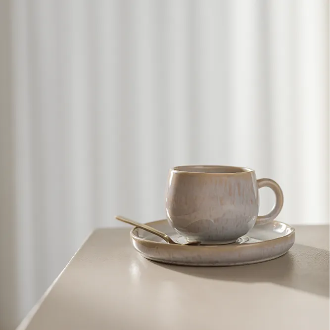 10.14oz Pearl Ceramic Coffee Cup Set
