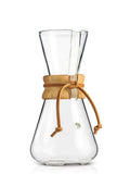 3-Cup & 5-Cup Pour-Over Coffee Maker with Wooden Collar & Leather Lacing