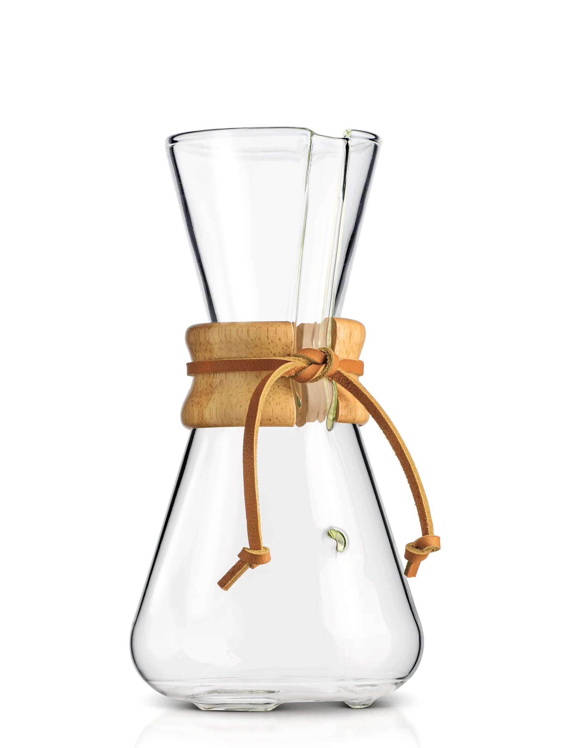 3-Cup & 5-Cup Pour-Over Coffee Maker with Wooden Collar & Leather Lacing