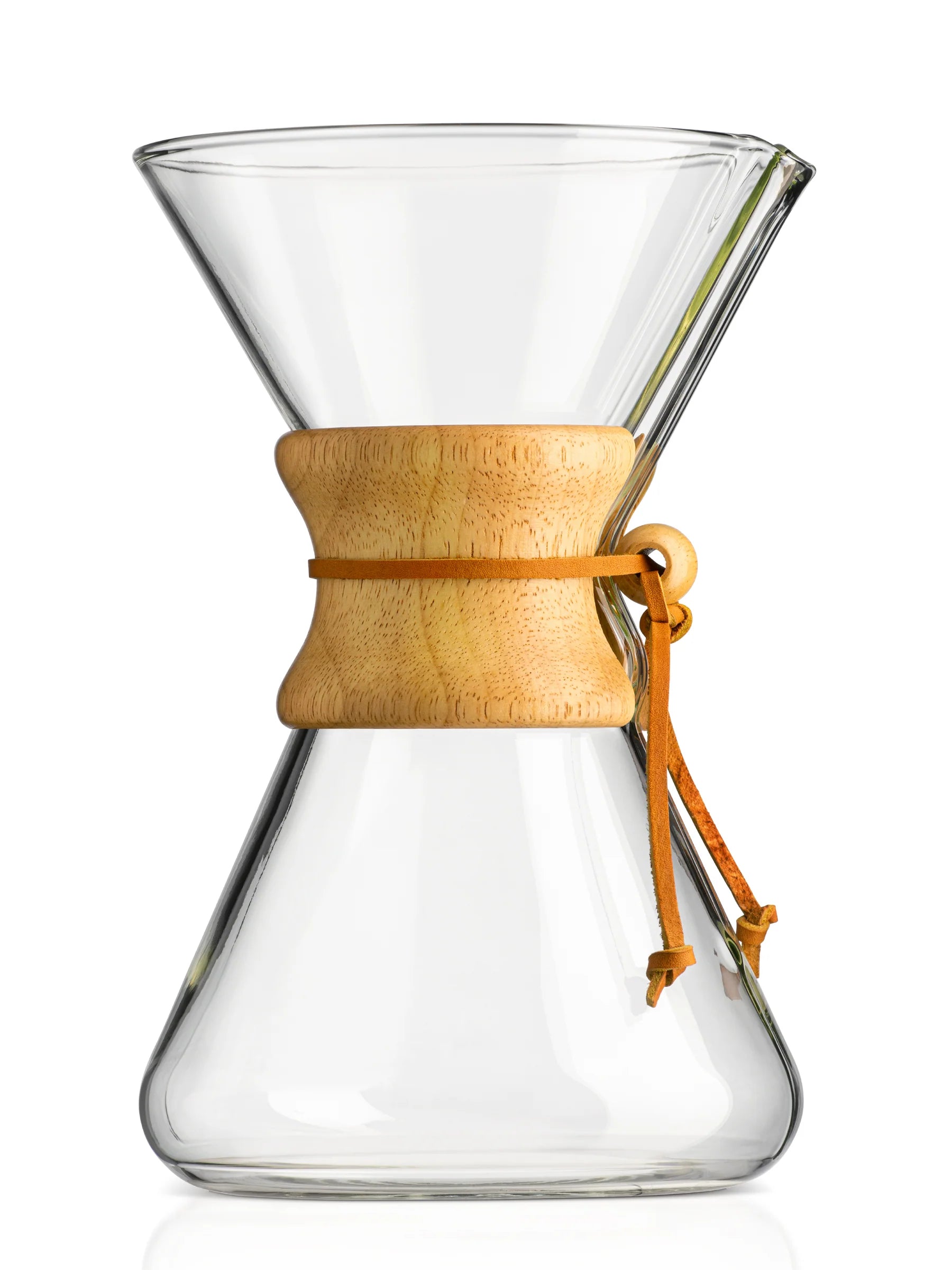 3-Cup & 5-Cup Pour-Over Coffee Maker with Wooden Collar & Leather Lacing