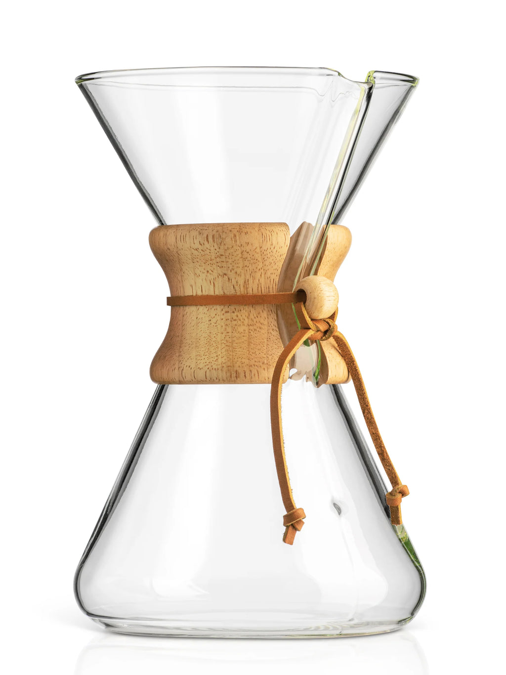 3-Cup & 5-Cup Pour-Over Coffee Maker with Wooden Collar & Leather Lacing